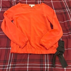 Michael Kors Orange Blouse Tie Bottom Size Small NWT